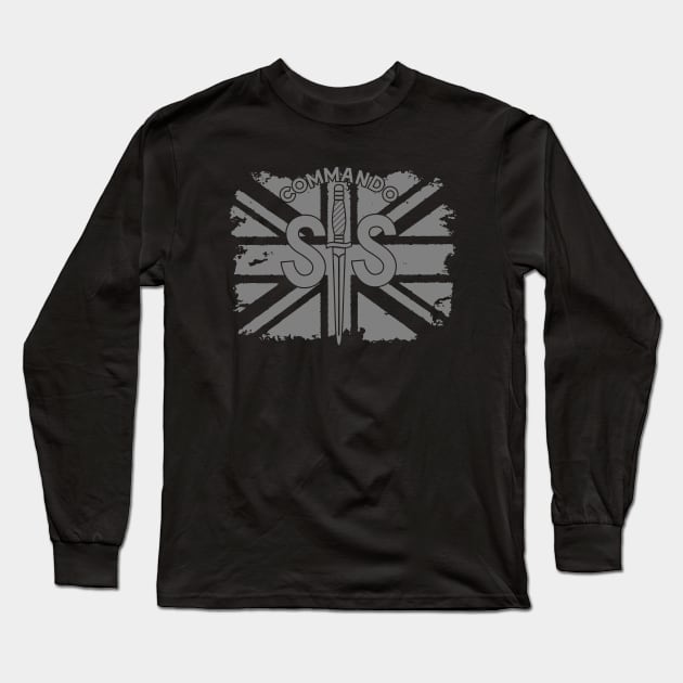 WW2 British Army No2 Commando SAS Badge with Union Jack Long Sleeve T-Shirt by GRIM GENT